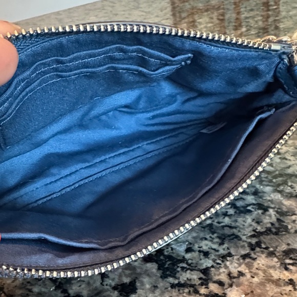 Coach Blue leather and sherling Wristlet with Chain - Picture 10 of 16